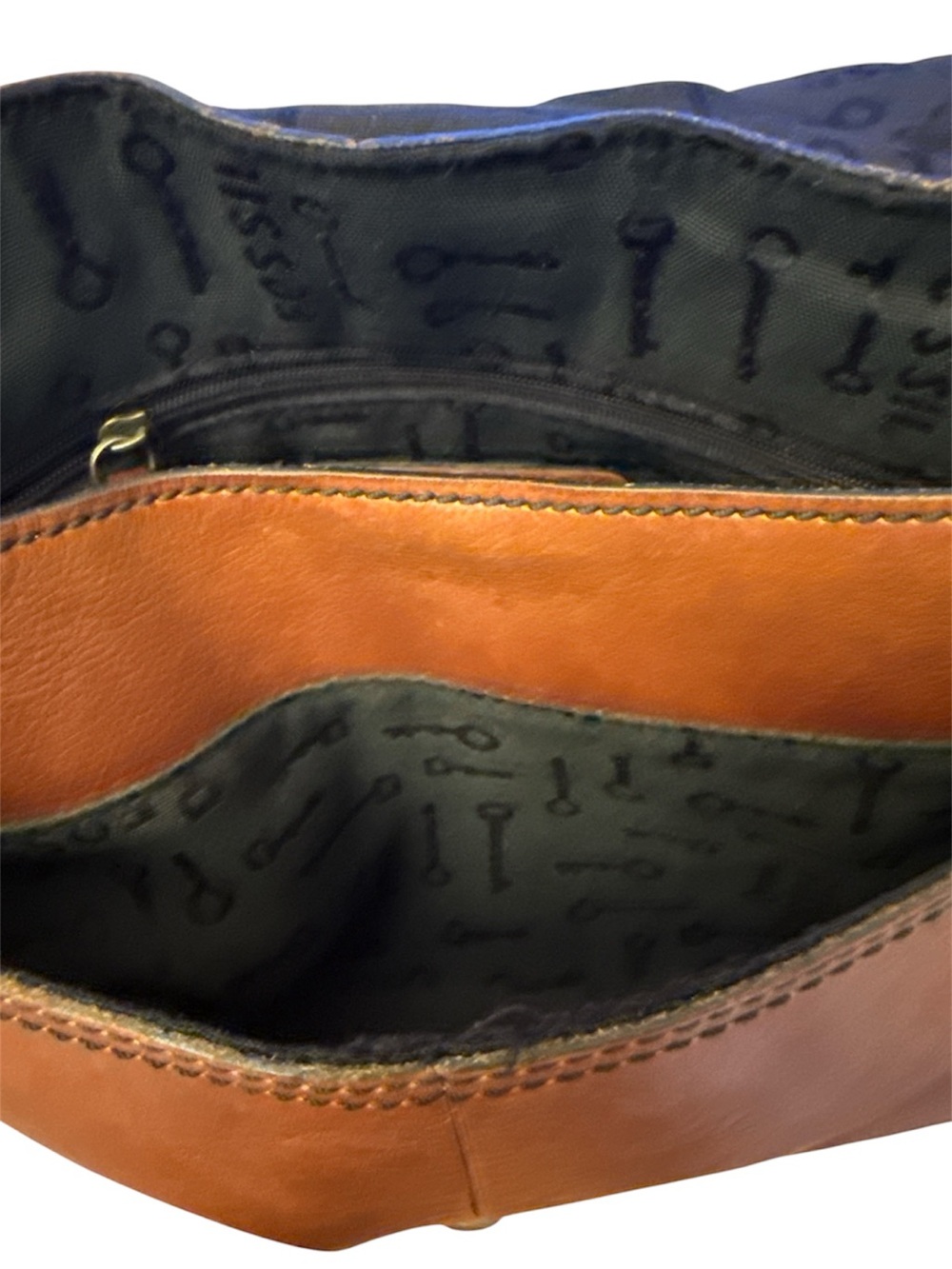 Fossil Cognac Leather Saddle Crossbody with Turn-Lock - Picture 9 of 10